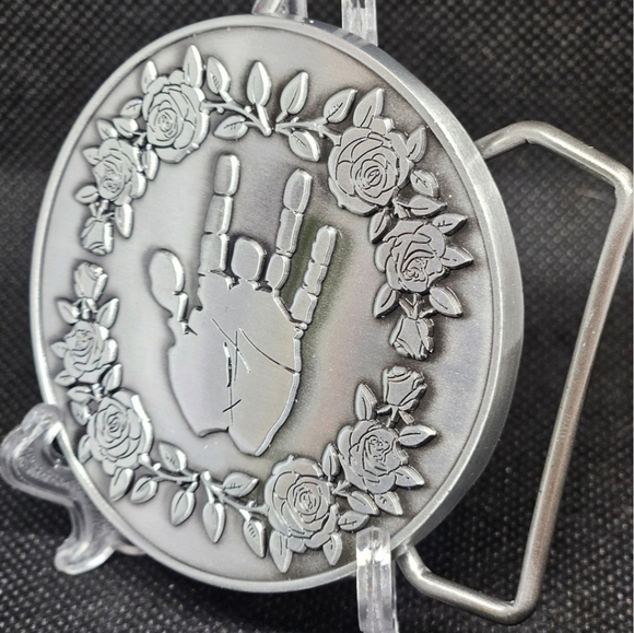 Grateful Dead Garcia Tribute 2.5" Silver Tone Handprint Belt Buckle - Picture 2 of 4